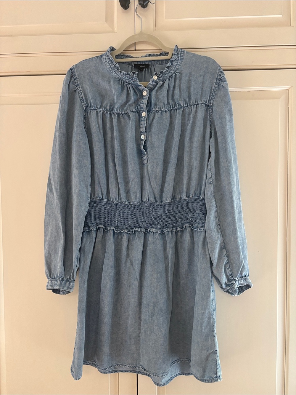 Rails Shawna Light Denim Smocked Mini Dress M